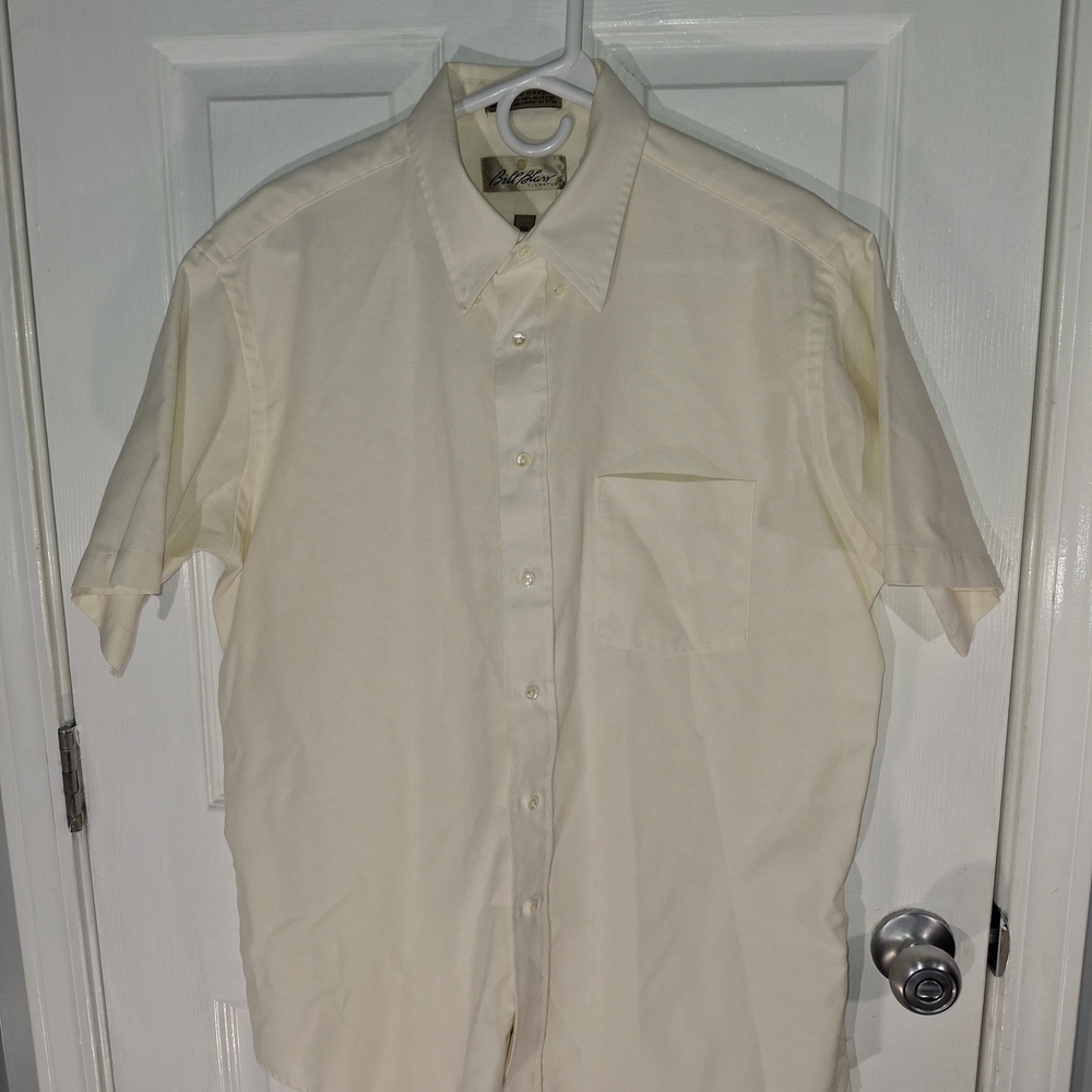 Bill Blass Signature Short Sleeve Blended Oxford Shirt 16.5